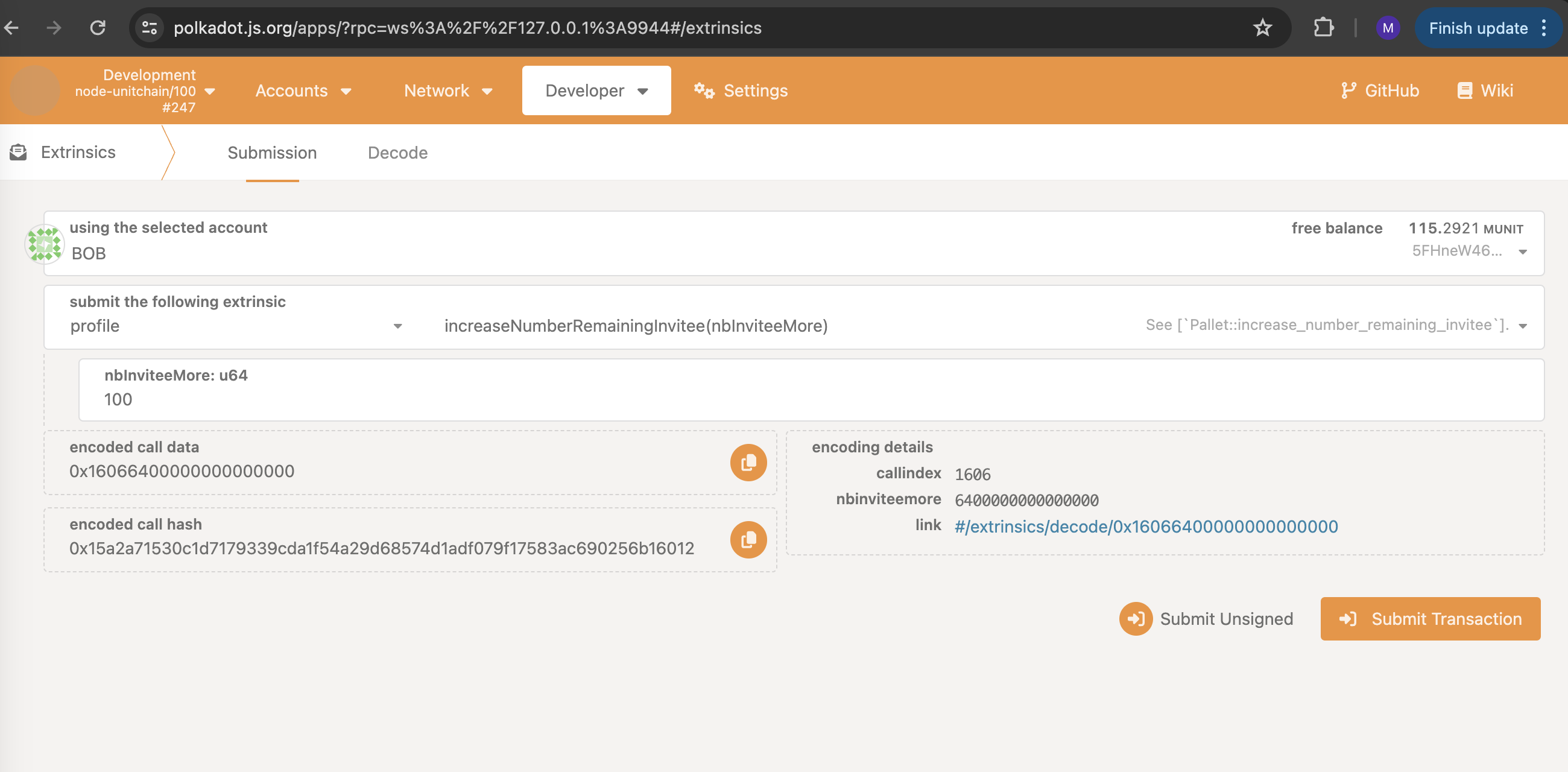 Submit Transaction Increase Invitees